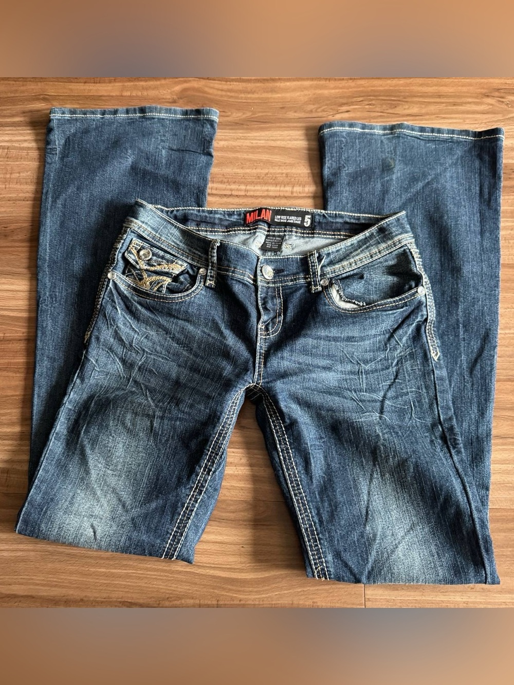 Y2K Milano Women's Boot Cut Dark Blue Denim Jeans